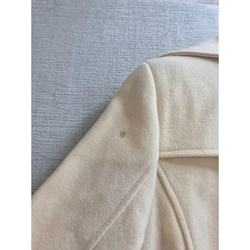 Moda International Belted Pea Coat Women Small Beige Wool Double Breasted Winter